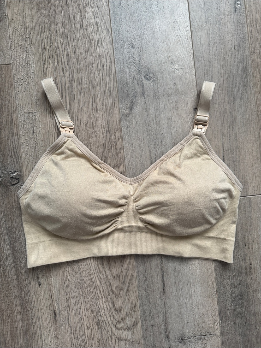 Seamless Nursing Bralette in Cream with Adjustable Straps